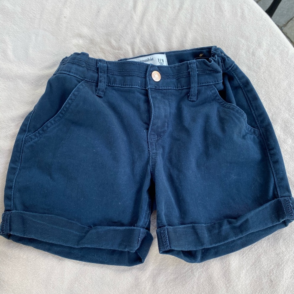 Girls navy blue mid-rise midi short